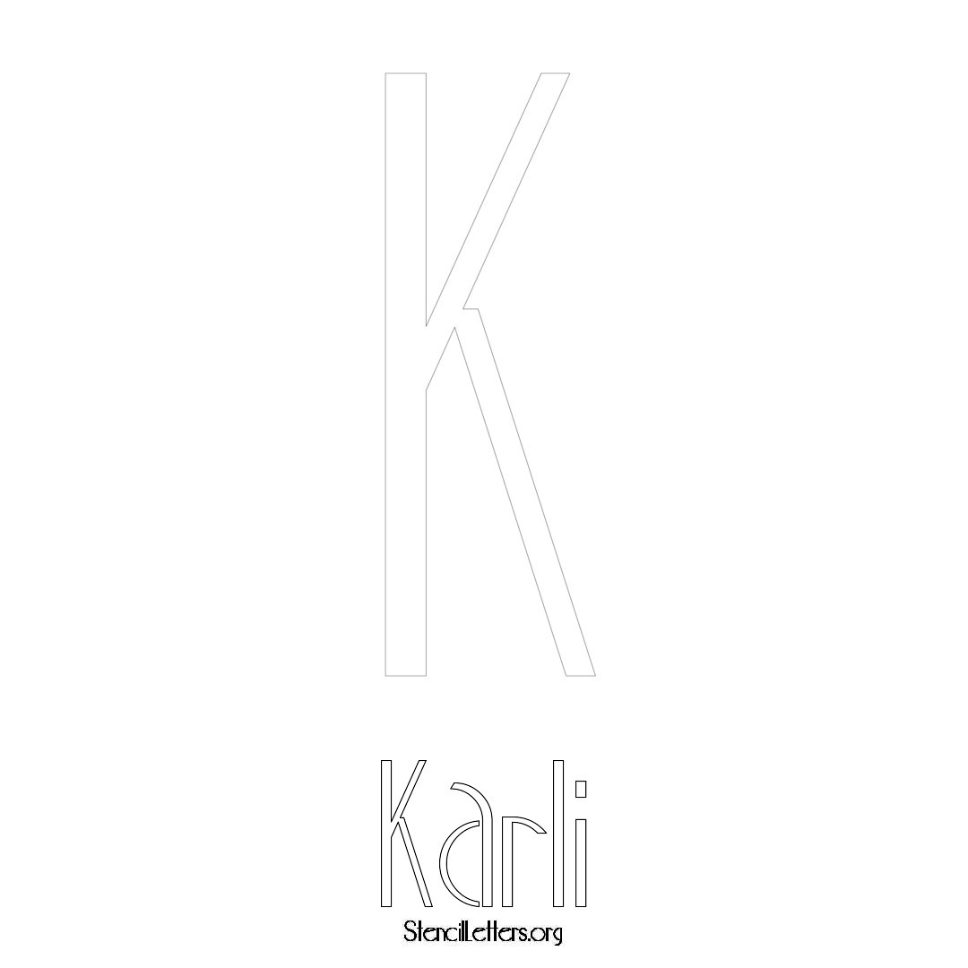 Karli printable name initial stencil in Art Deco Lettering