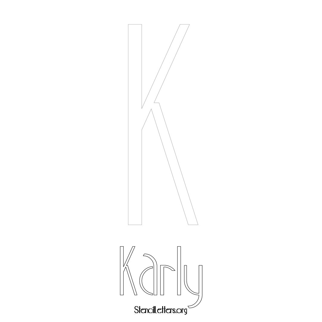 Karly printable name initial stencil in Art Deco Lettering