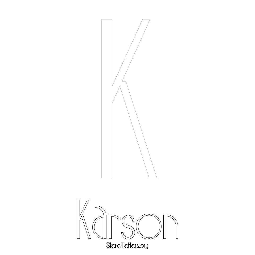 Karson printable name initial stencil in Art Deco Lettering