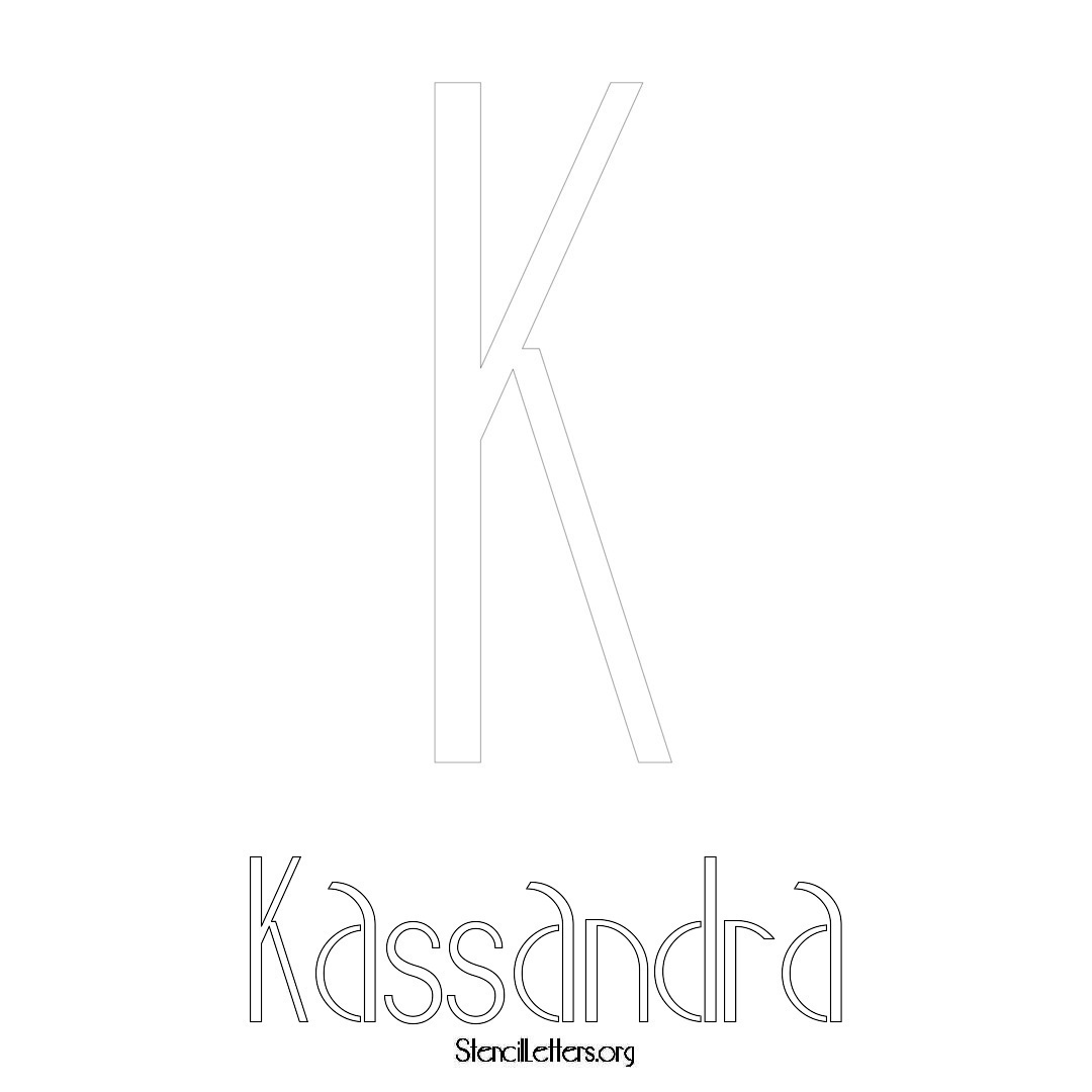 Kassandra printable name initial stencil in Art Deco Lettering
