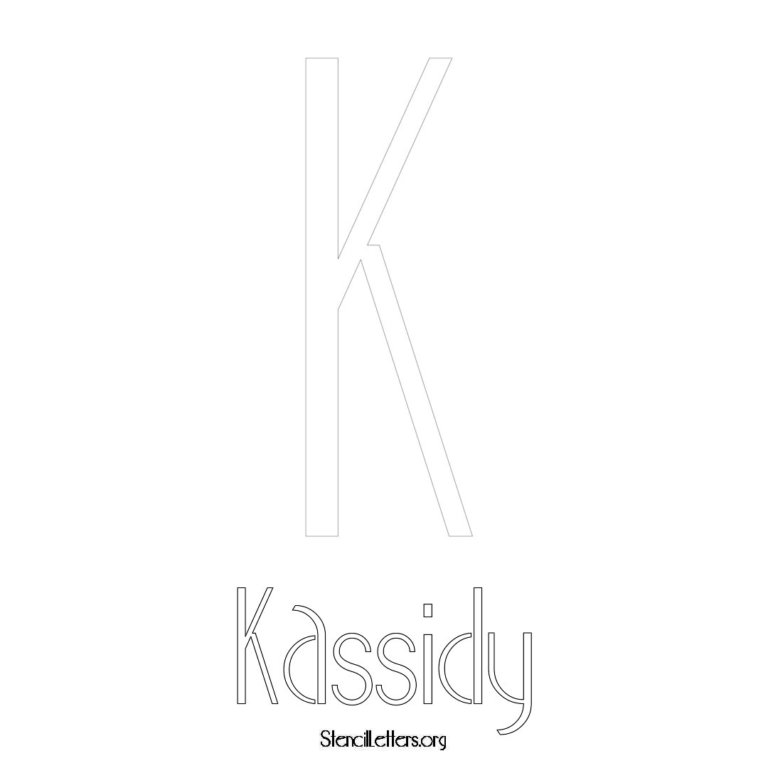 Kassidy printable name initial stencil in Art Deco Lettering