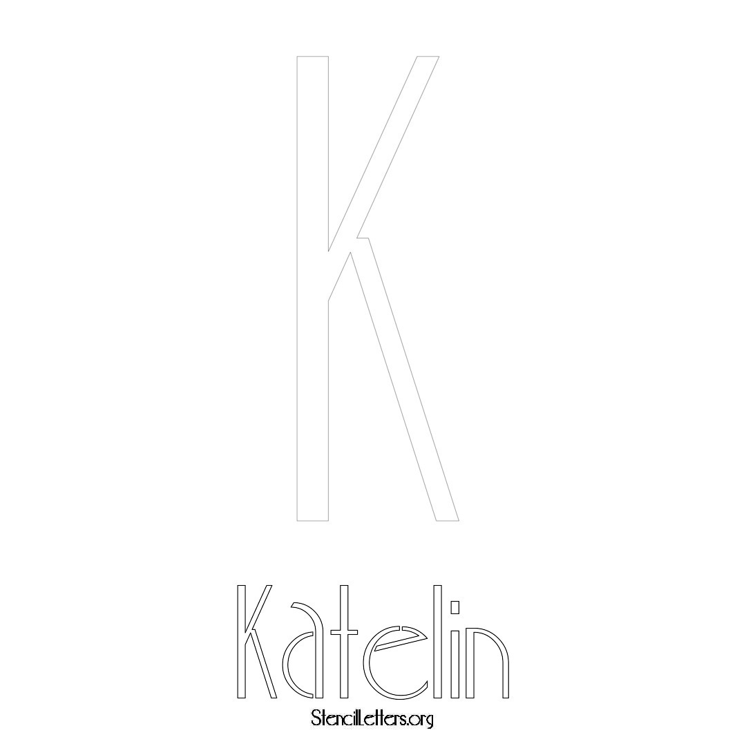 Katelin printable name initial stencil in Art Deco Lettering