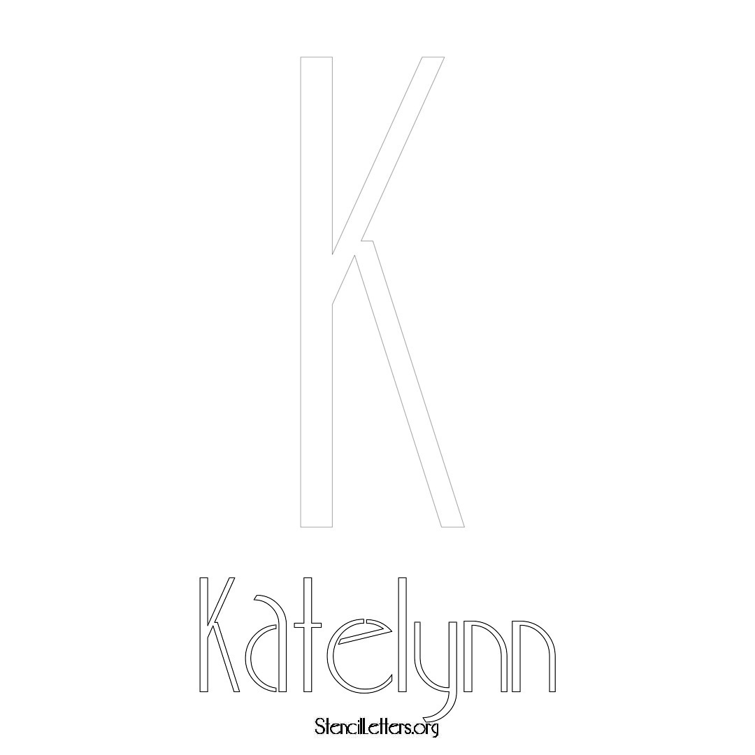 Katelynn printable name initial stencil in Art Deco Lettering