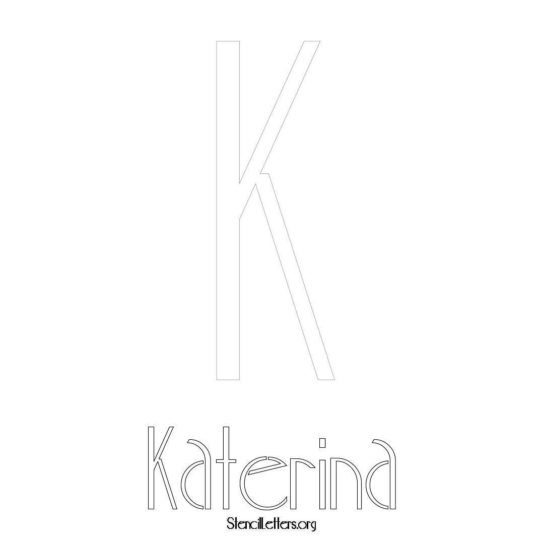 Katerina printable name initial stencil in Art Deco Lettering