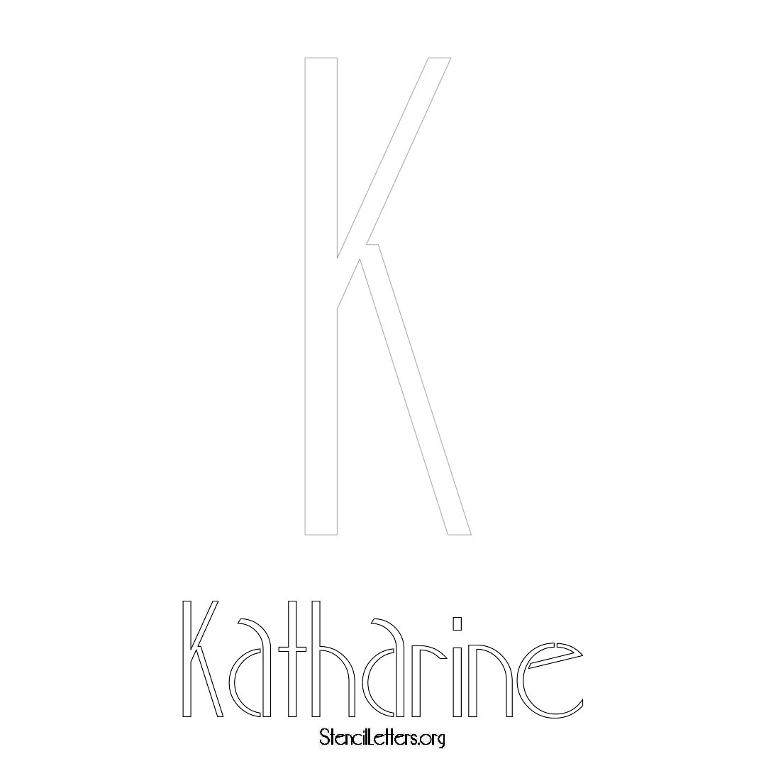 Katharine printable name initial stencil in Art Deco Lettering