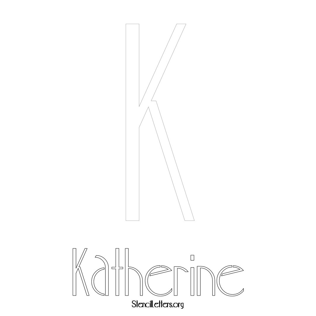 Katherine printable name initial stencil in Art Deco Lettering