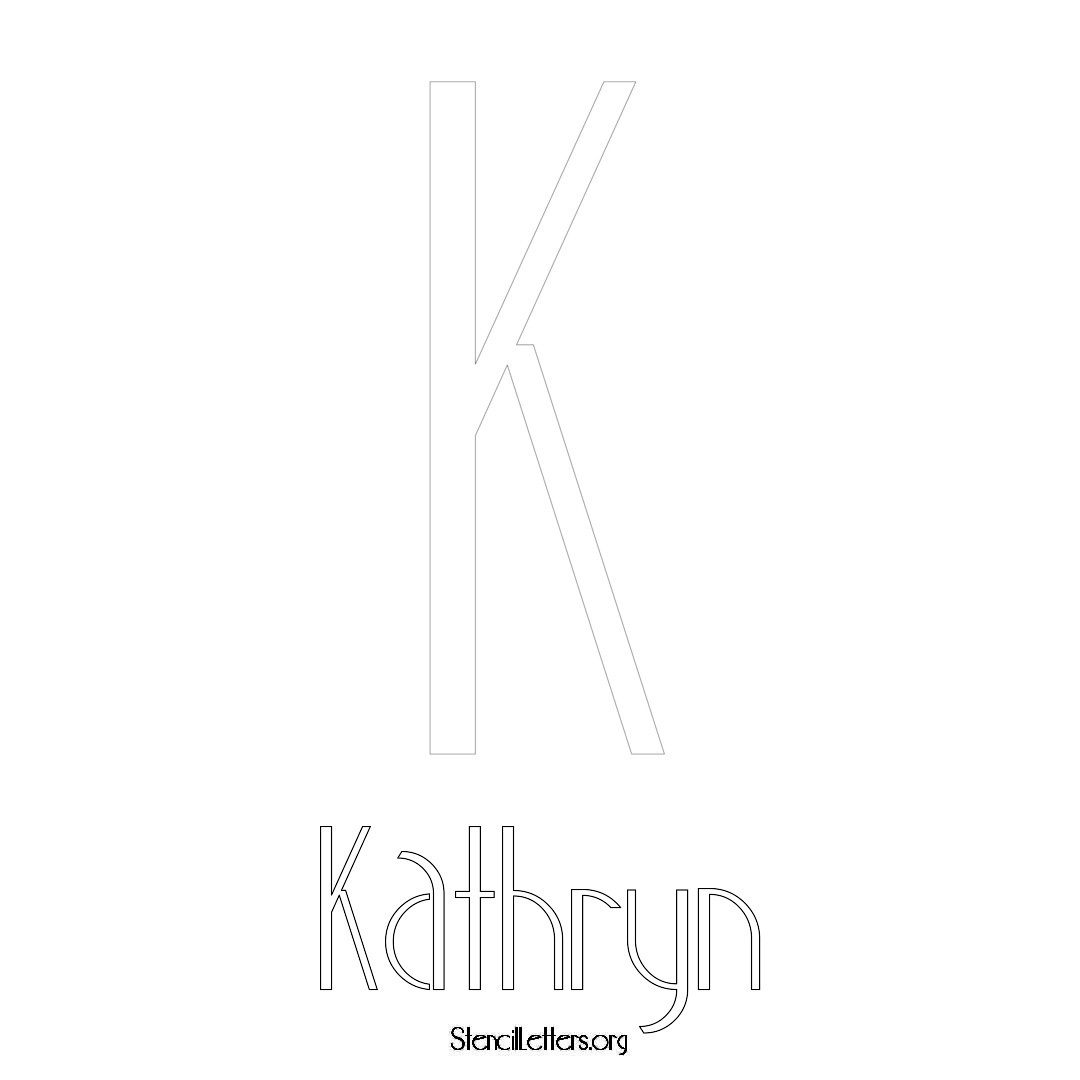 Kathryn printable name initial stencil in Art Deco Lettering