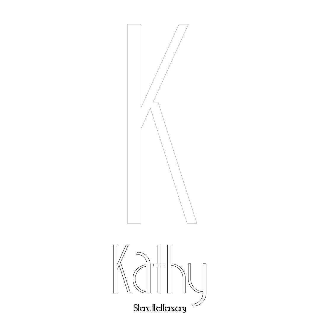 Kathy printable name initial stencil in Art Deco Lettering