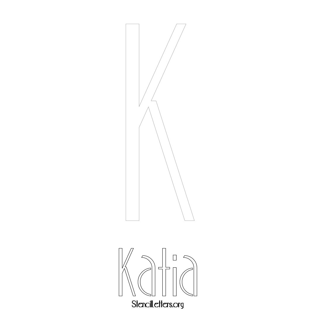 Katia printable name initial stencil in Art Deco Lettering