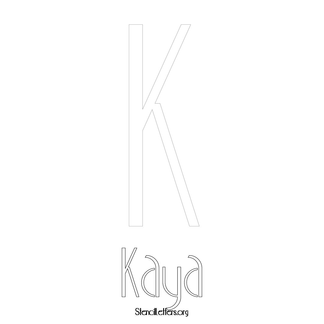 Kaya printable name initial stencil in Art Deco Lettering