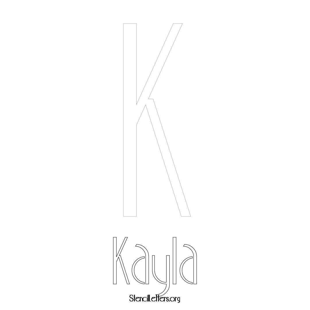 Kayla printable name initial stencil in Art Deco Lettering