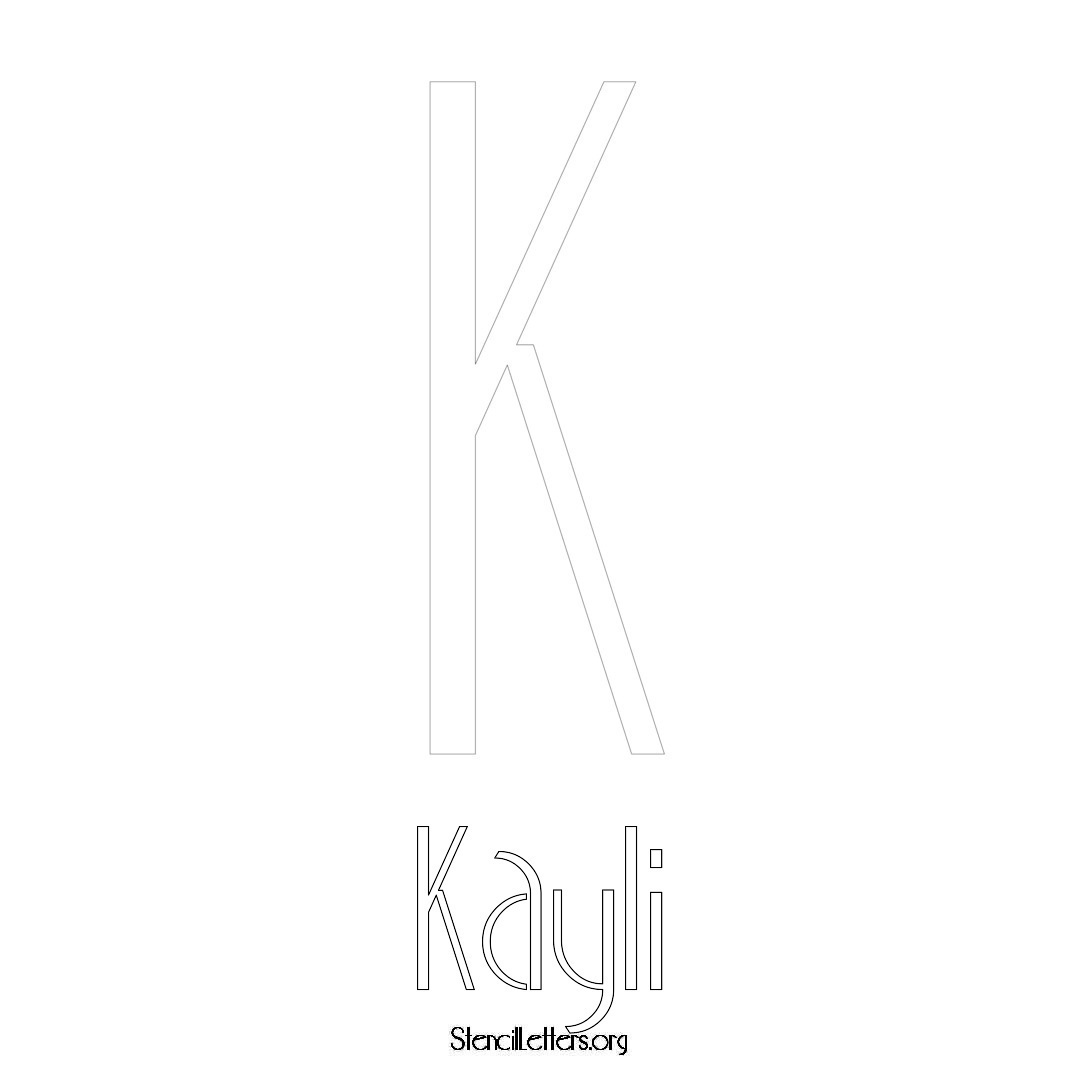 Kayli printable name initial stencil in Art Deco Lettering