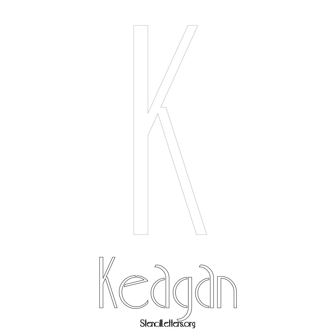 Keagan printable name initial stencil in Art Deco Lettering