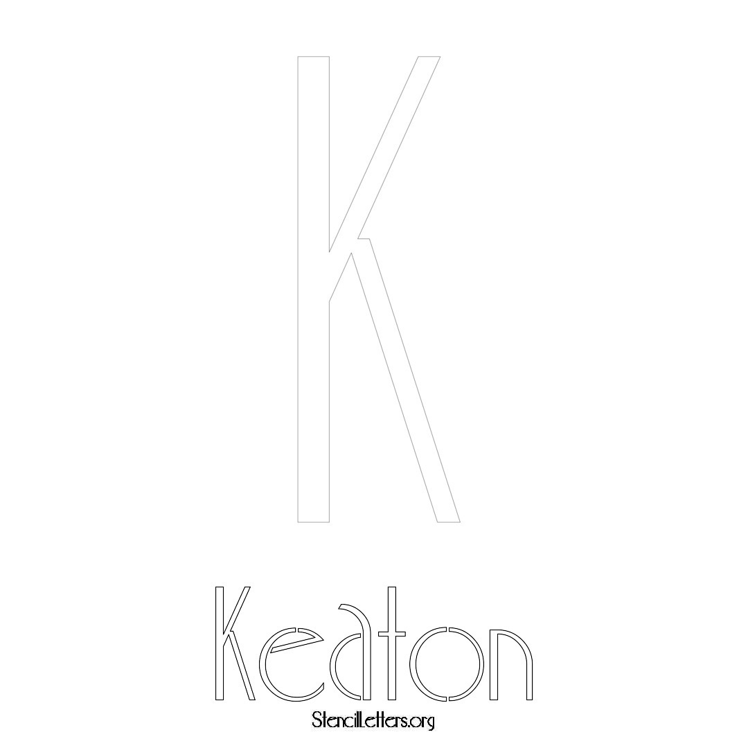 Keaton printable name initial stencil in Art Deco Lettering