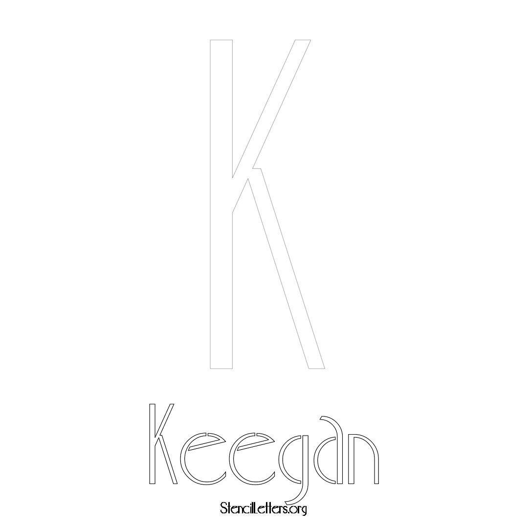 Keegan printable name initial stencil in Art Deco Lettering