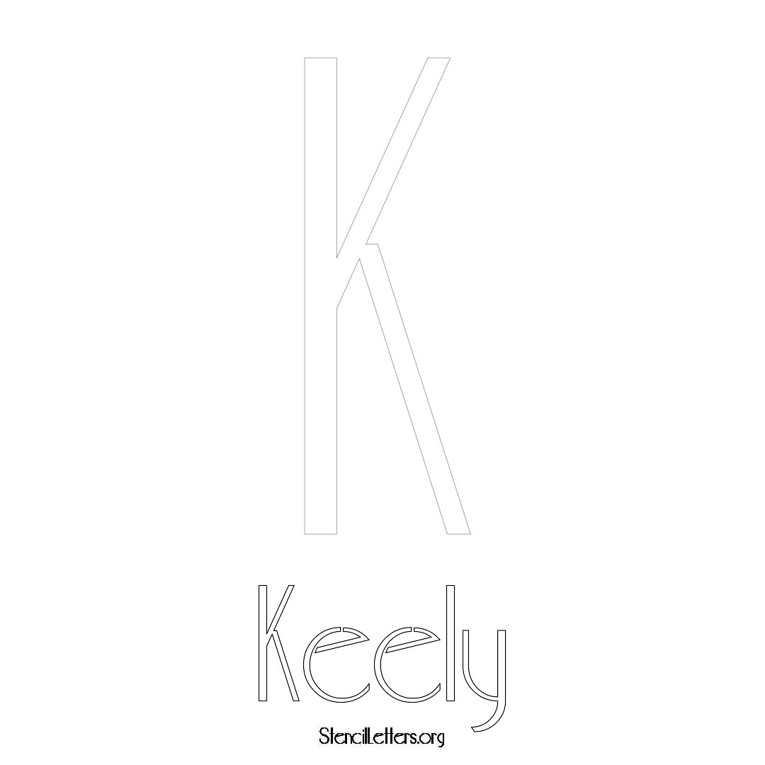 Keely printable name initial stencil in Art Deco Lettering