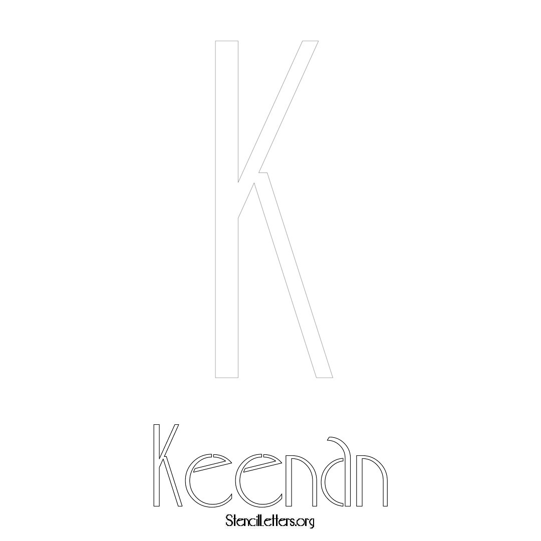 Keenan printable name initial stencil in Art Deco Lettering