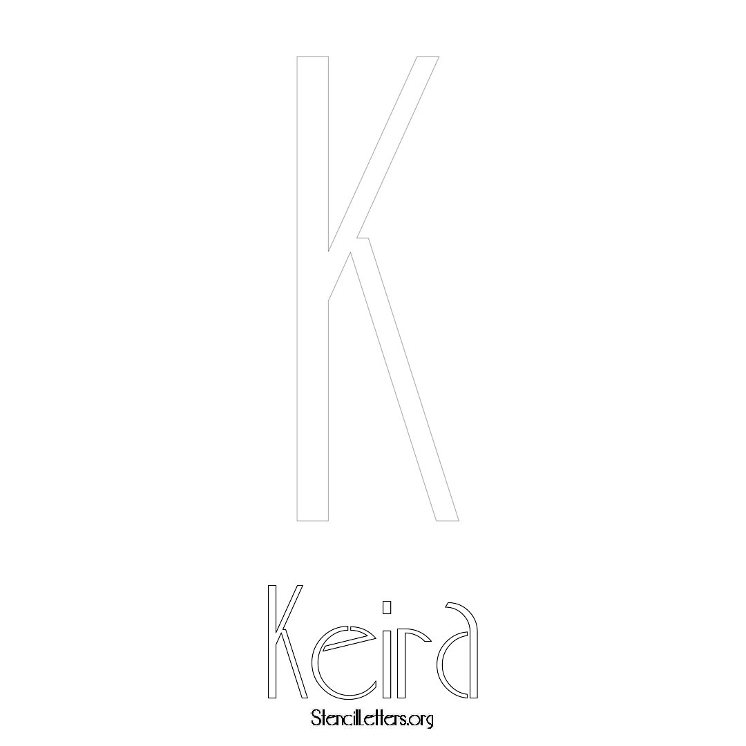 Keira printable name initial stencil in Art Deco Lettering