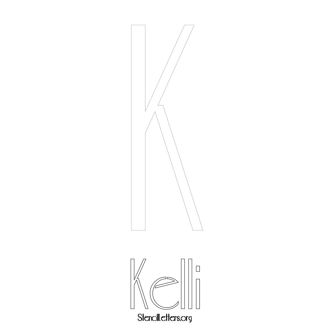 Kelli printable name initial stencil in Art Deco Lettering