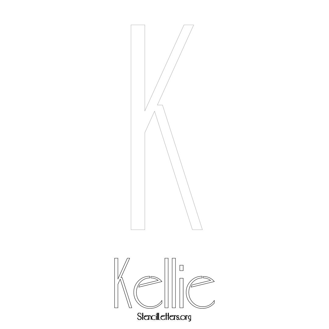 Kellie printable name initial stencil in Art Deco Lettering