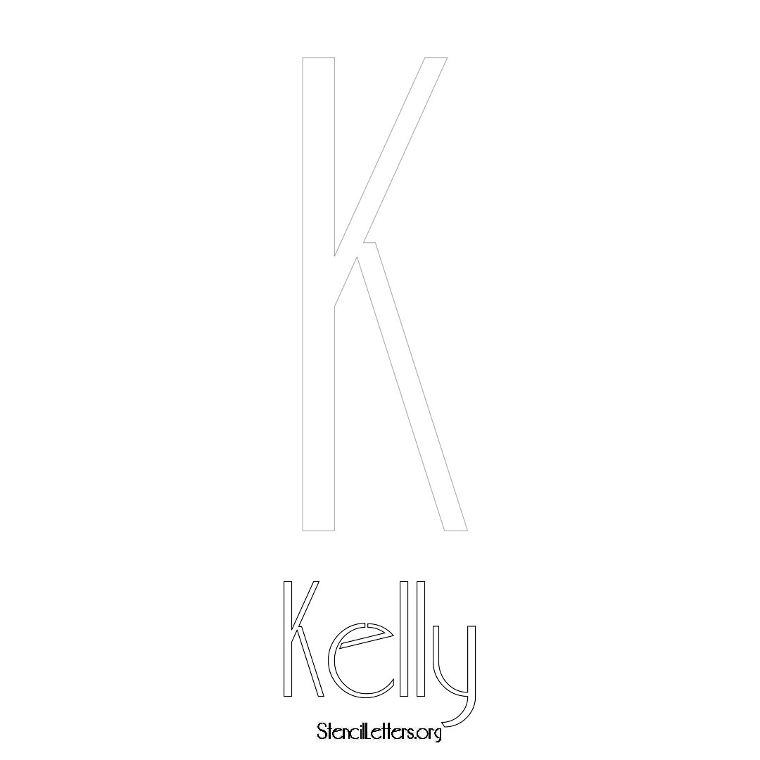 Kelly printable name initial stencil in Art Deco Lettering