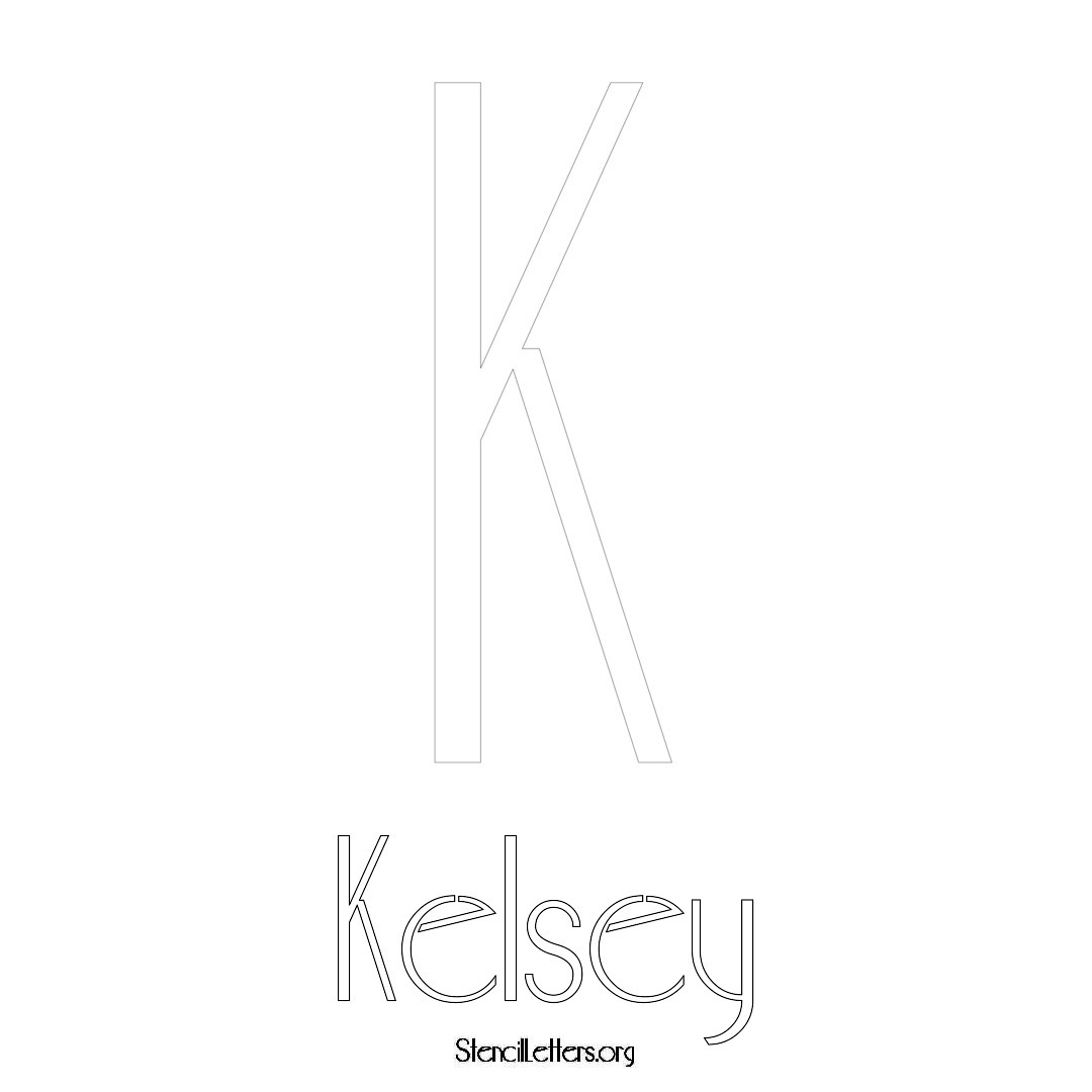 Kelsey printable name initial stencil in Art Deco Lettering