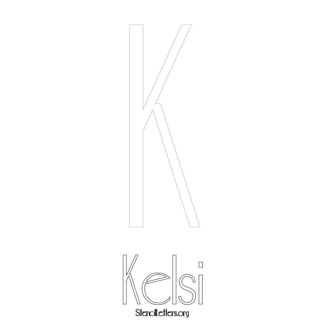 Kelsi printable name initial stencil in Art Deco Lettering