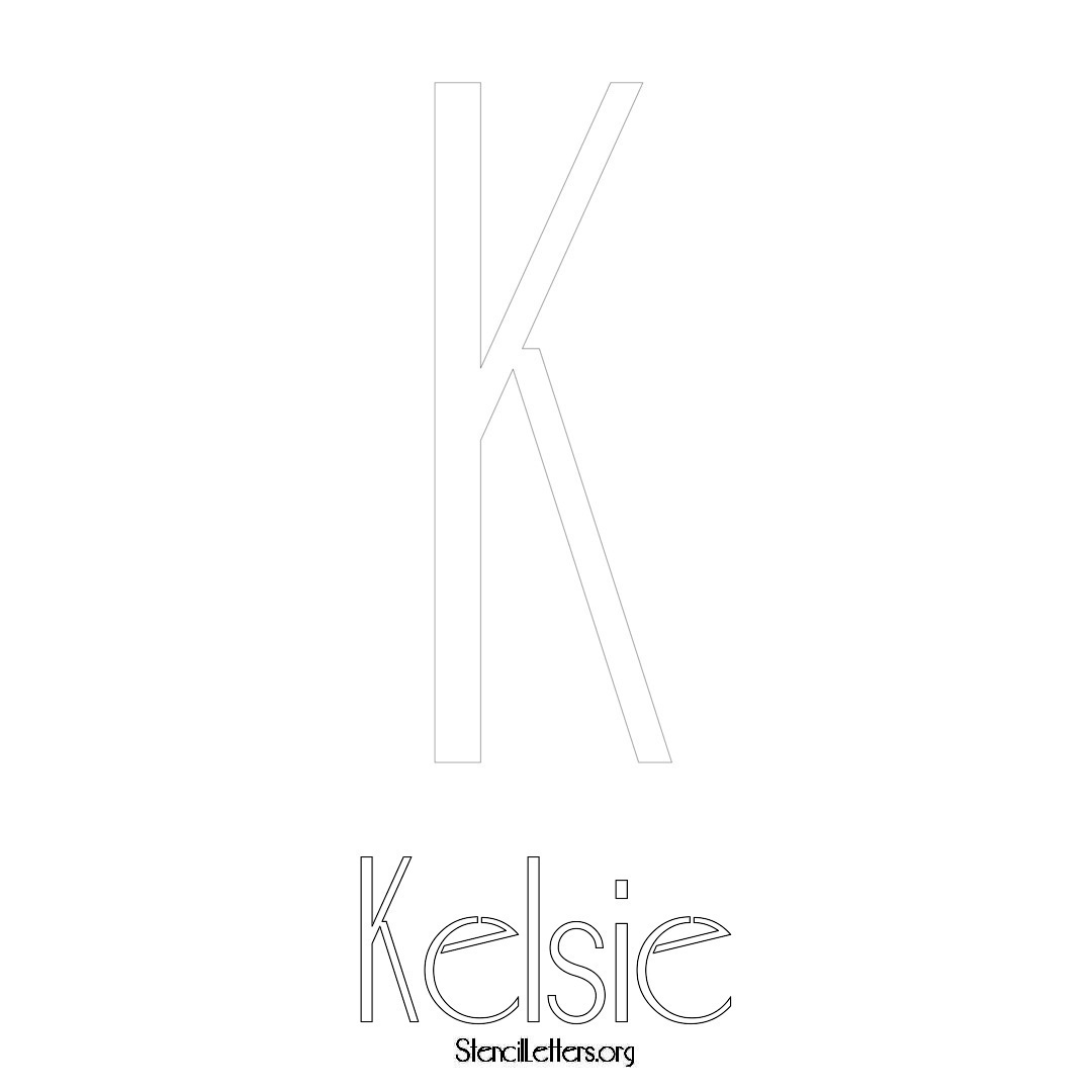 Kelsie printable name initial stencil in Art Deco Lettering