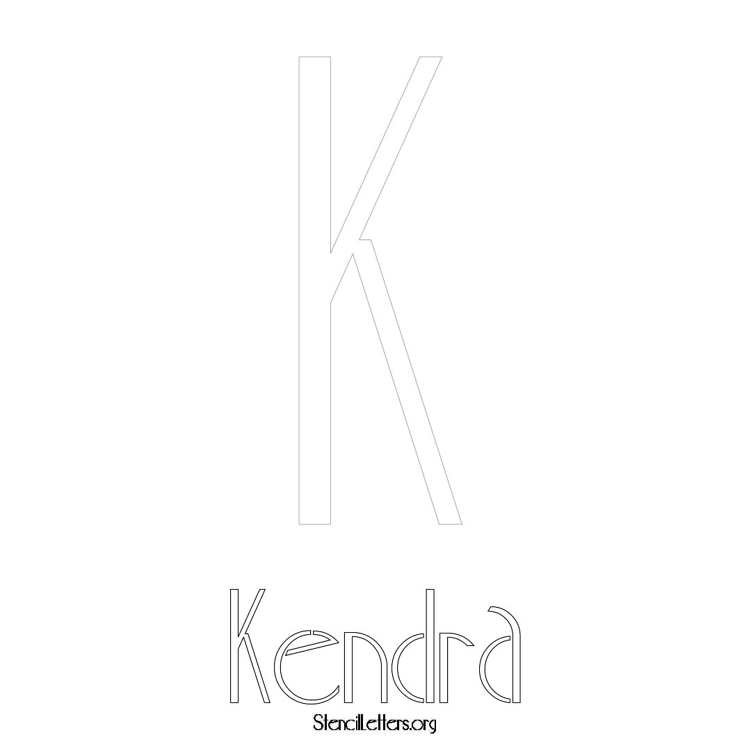 Kendra printable name initial stencil in Art Deco Lettering