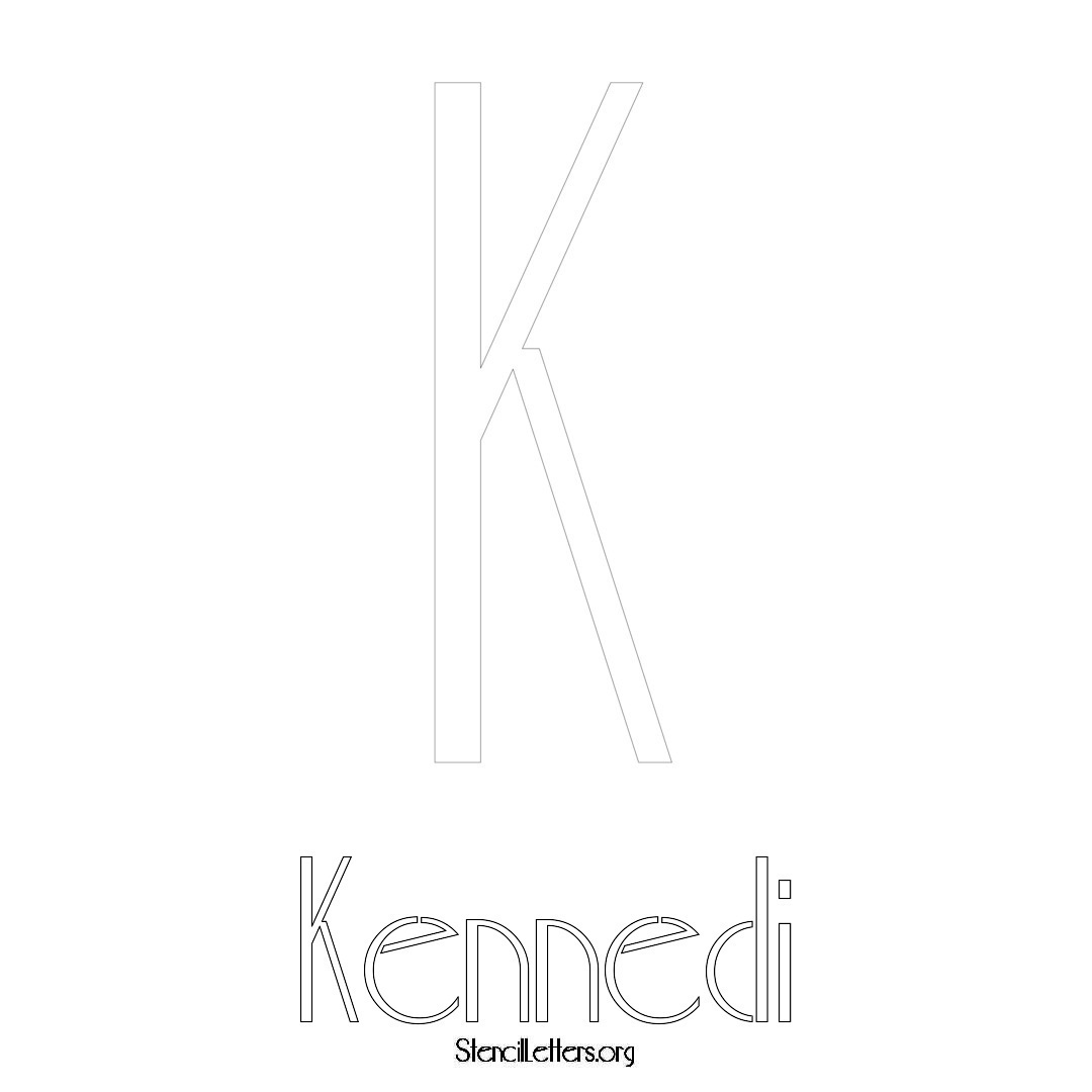 Kennedi printable name initial stencil in Art Deco Lettering
