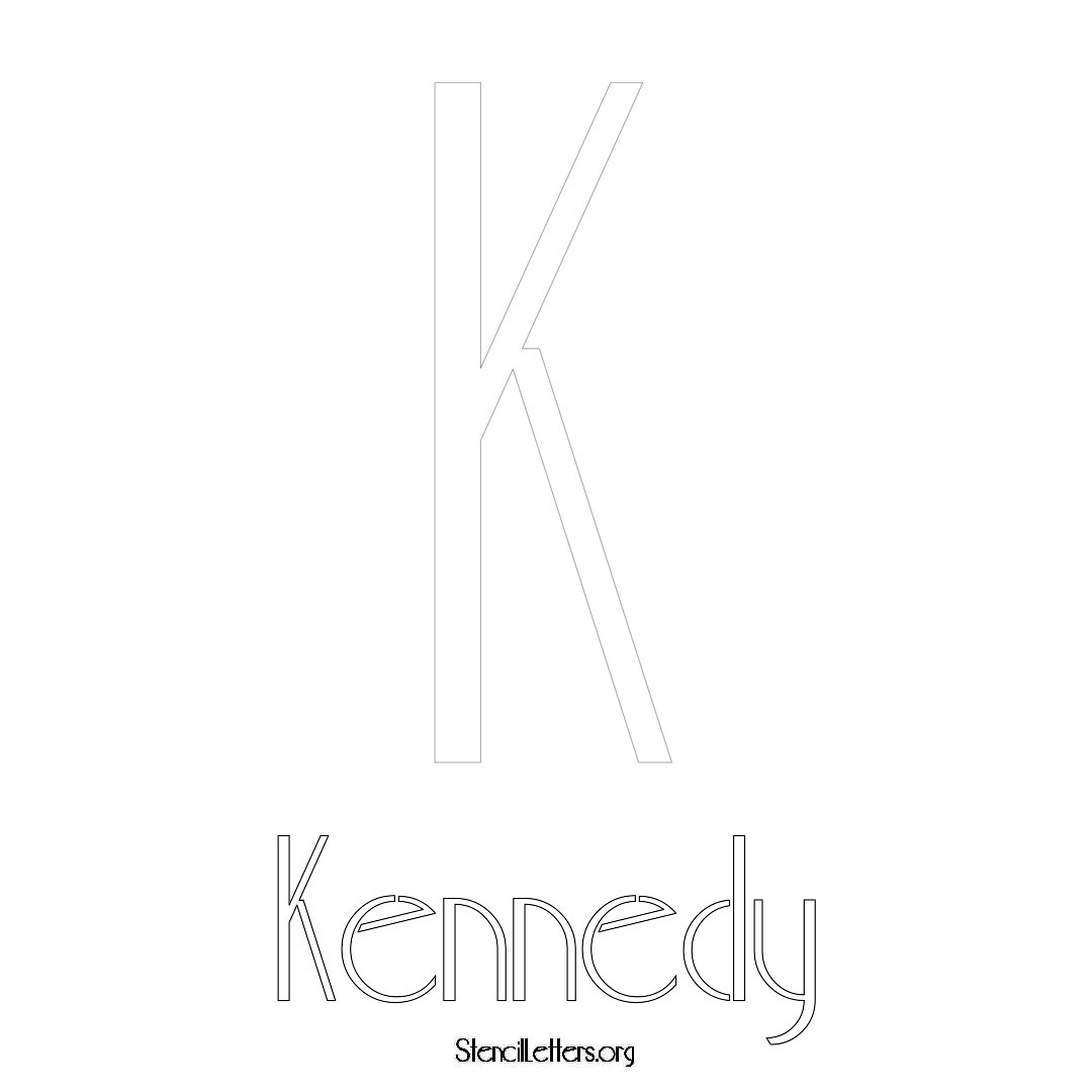 Kennedy printable name initial stencil in Art Deco Lettering