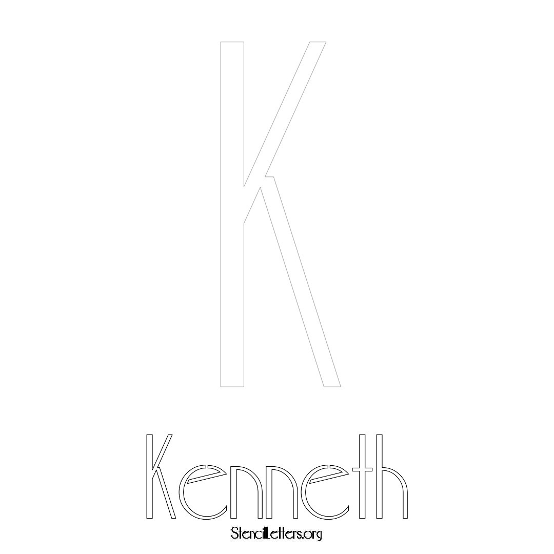 Kenneth printable name initial stencil in Art Deco Lettering
