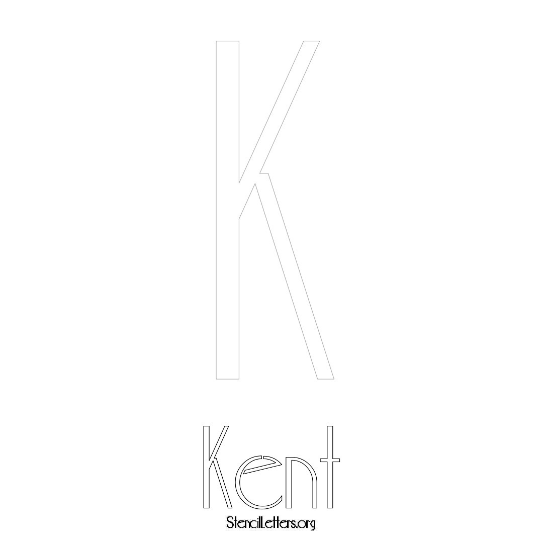 Kent printable name initial stencil in Art Deco Lettering