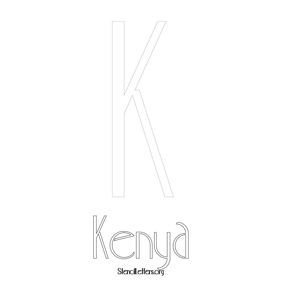 Kenya printable name initial stencil in Art Deco Lettering