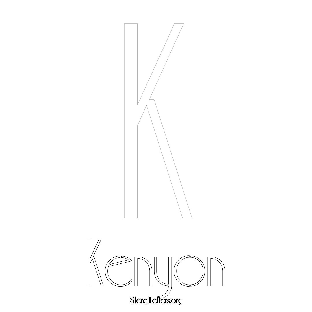 Kenyon printable name initial stencil in Art Deco Lettering