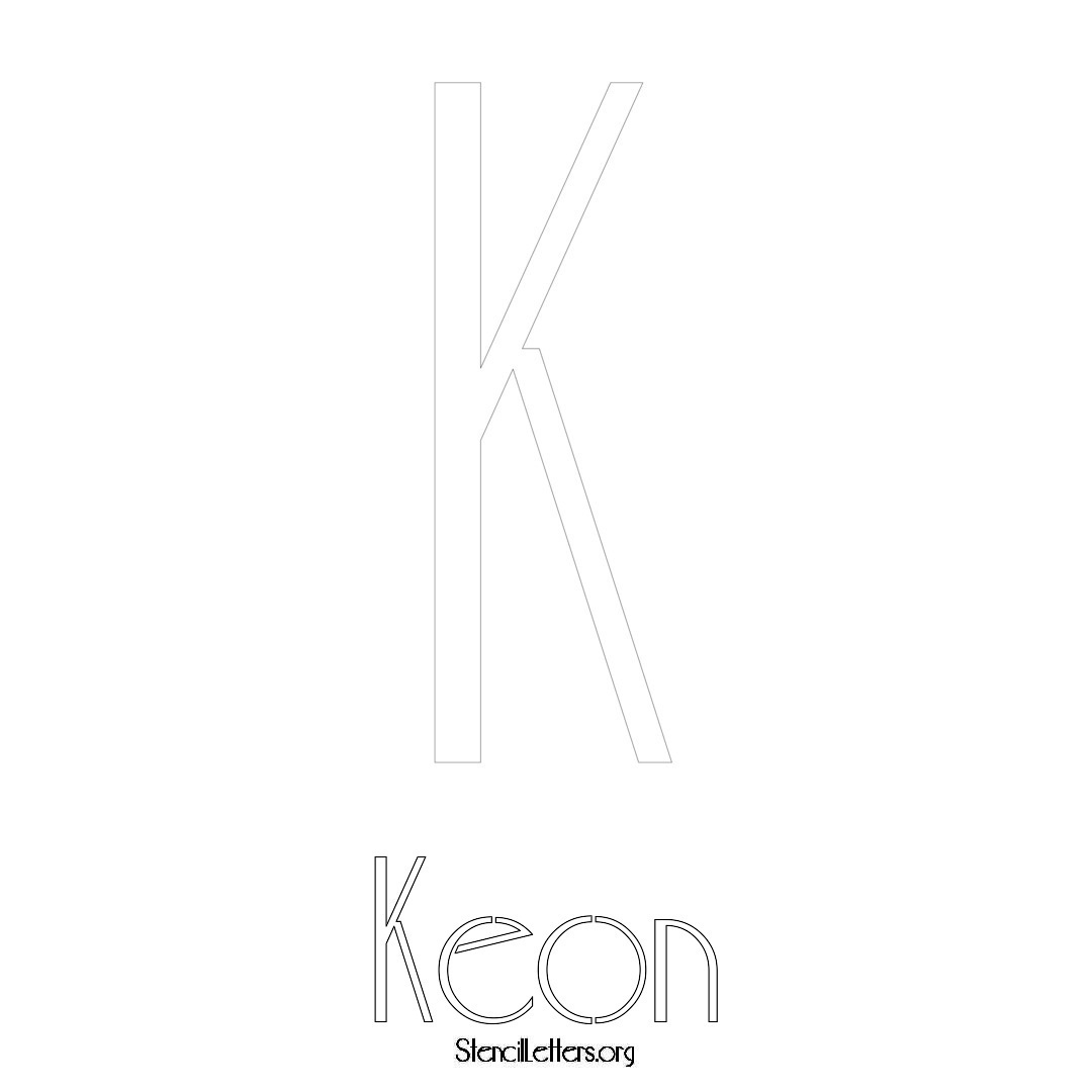 Keon printable name initial stencil in Art Deco Lettering