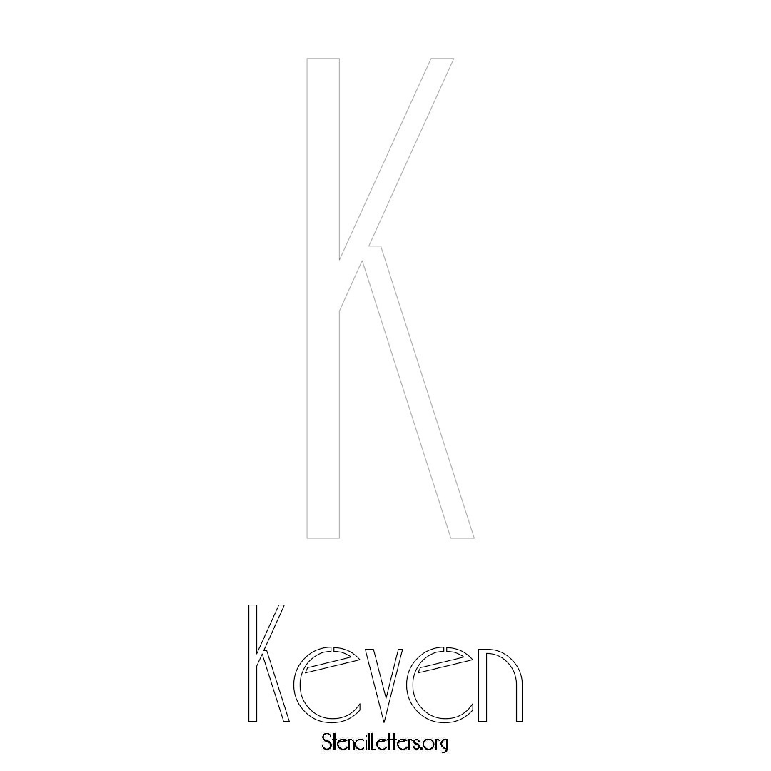 Keven printable name initial stencil in Art Deco Lettering
