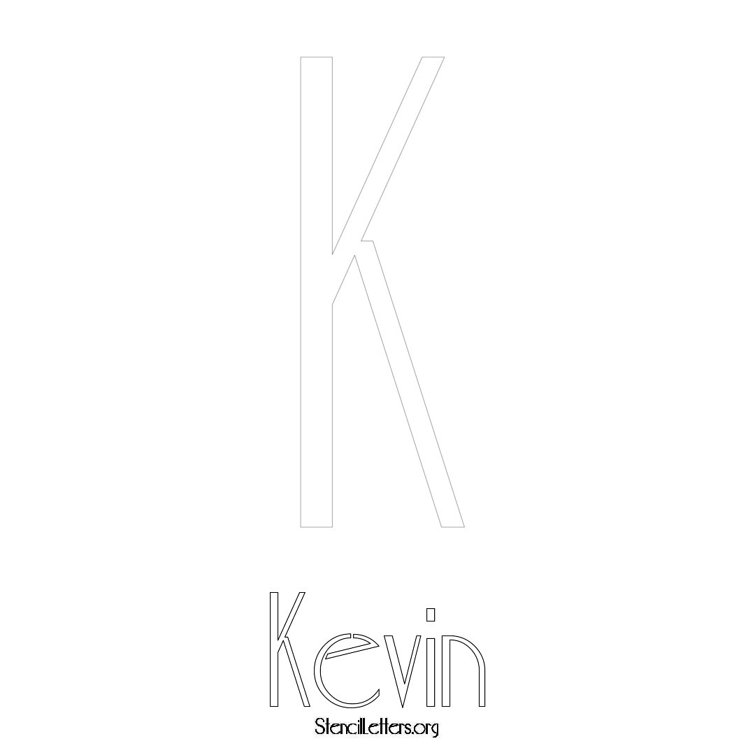 Kevin printable name initial stencil in Art Deco Lettering