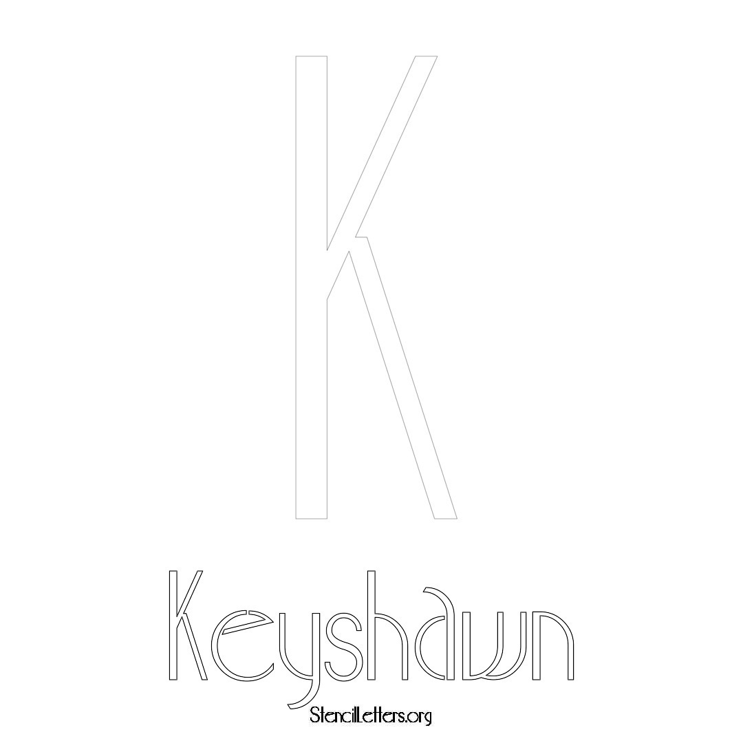 Keyshawn printable name initial stencil in Art Deco Lettering