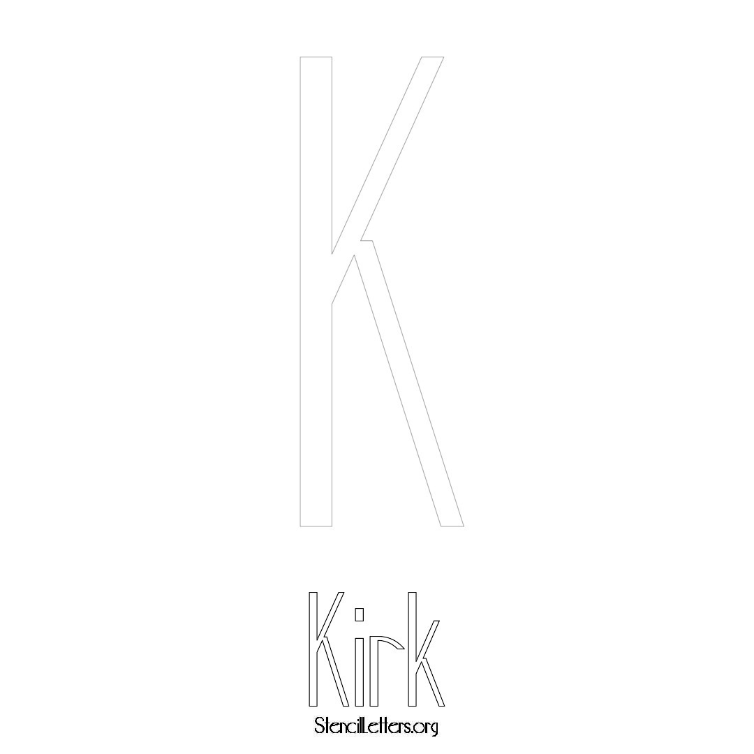 Kirk printable name initial stencil in Art Deco Lettering