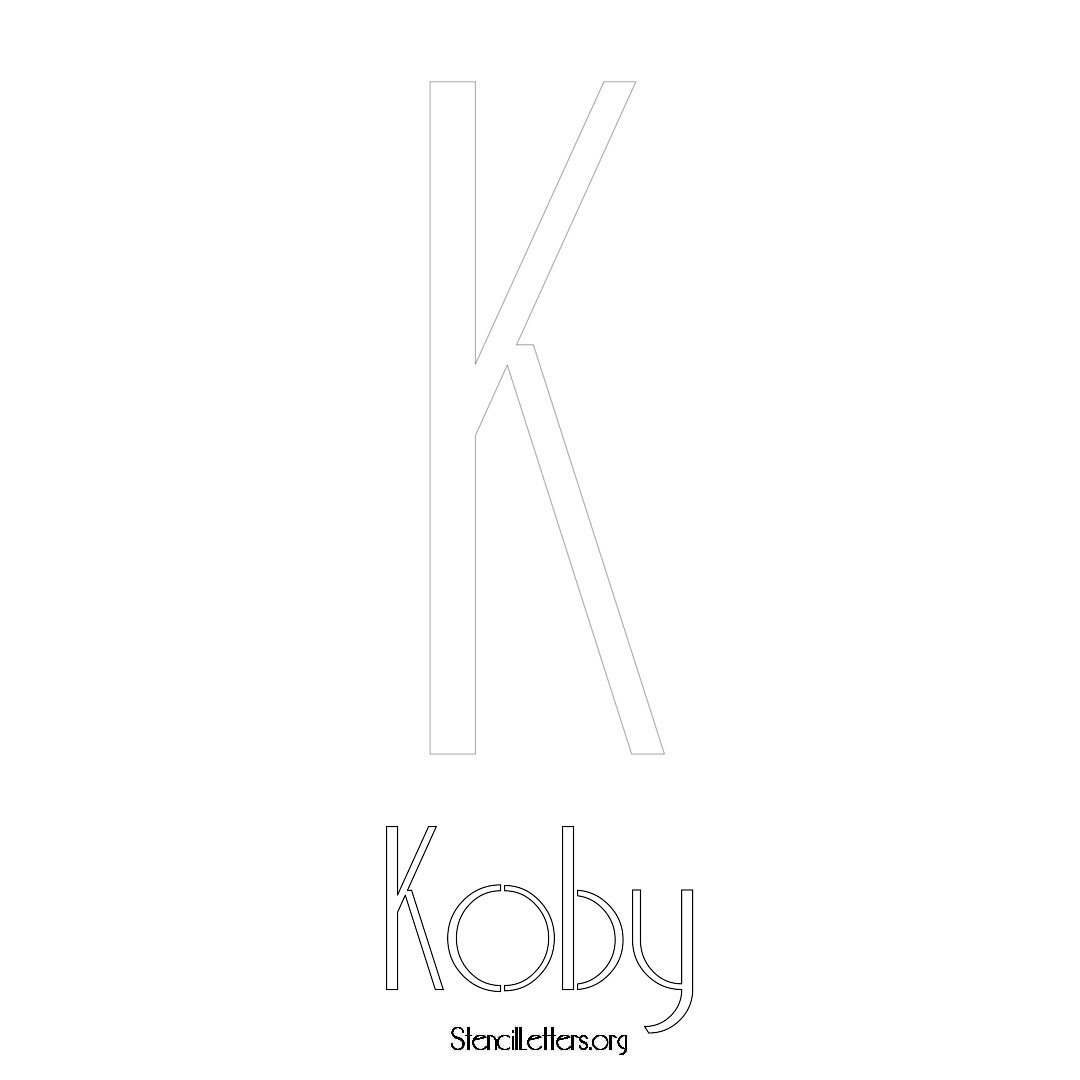 Koby printable name initial stencil in Art Deco Lettering