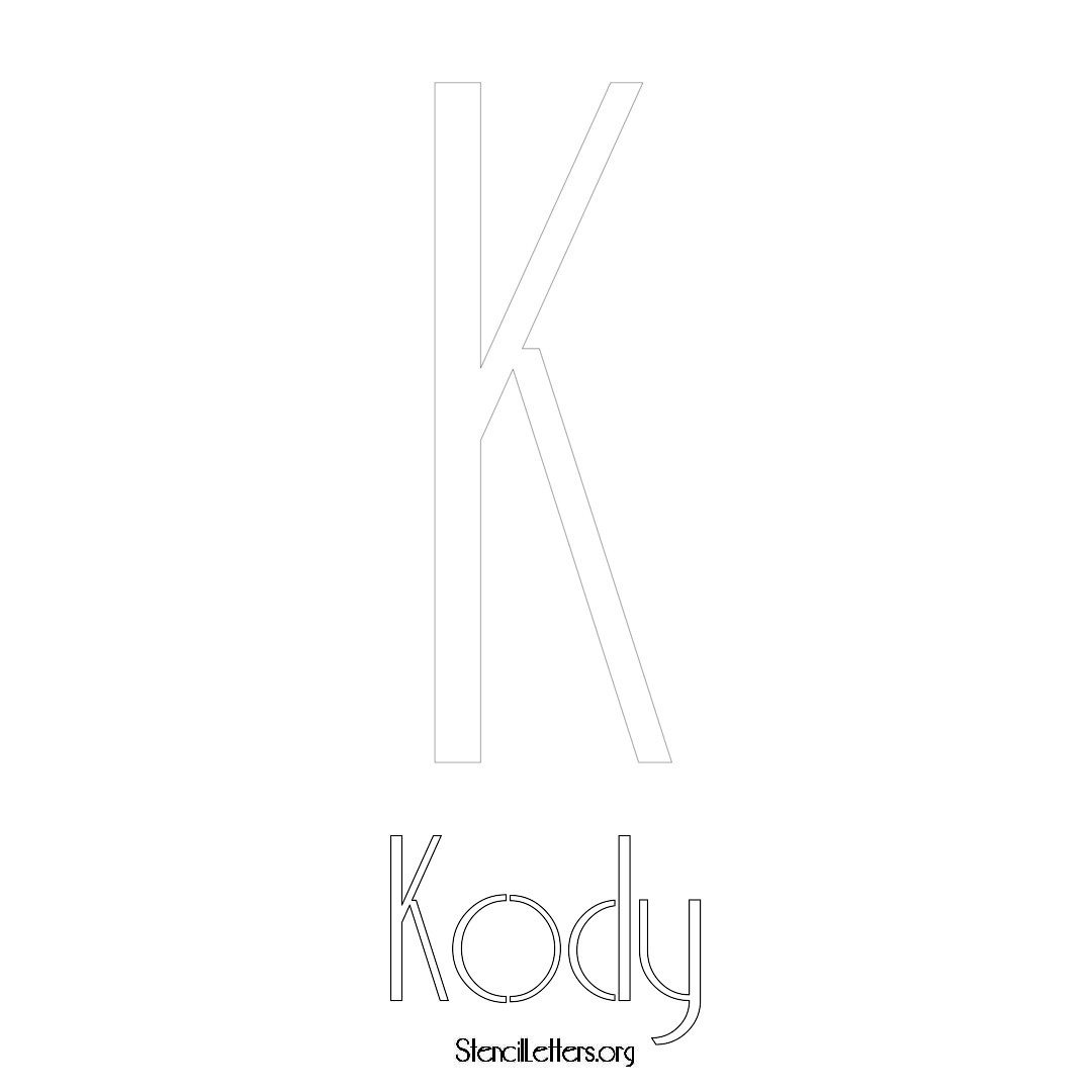 Kody printable name initial stencil in Art Deco Lettering