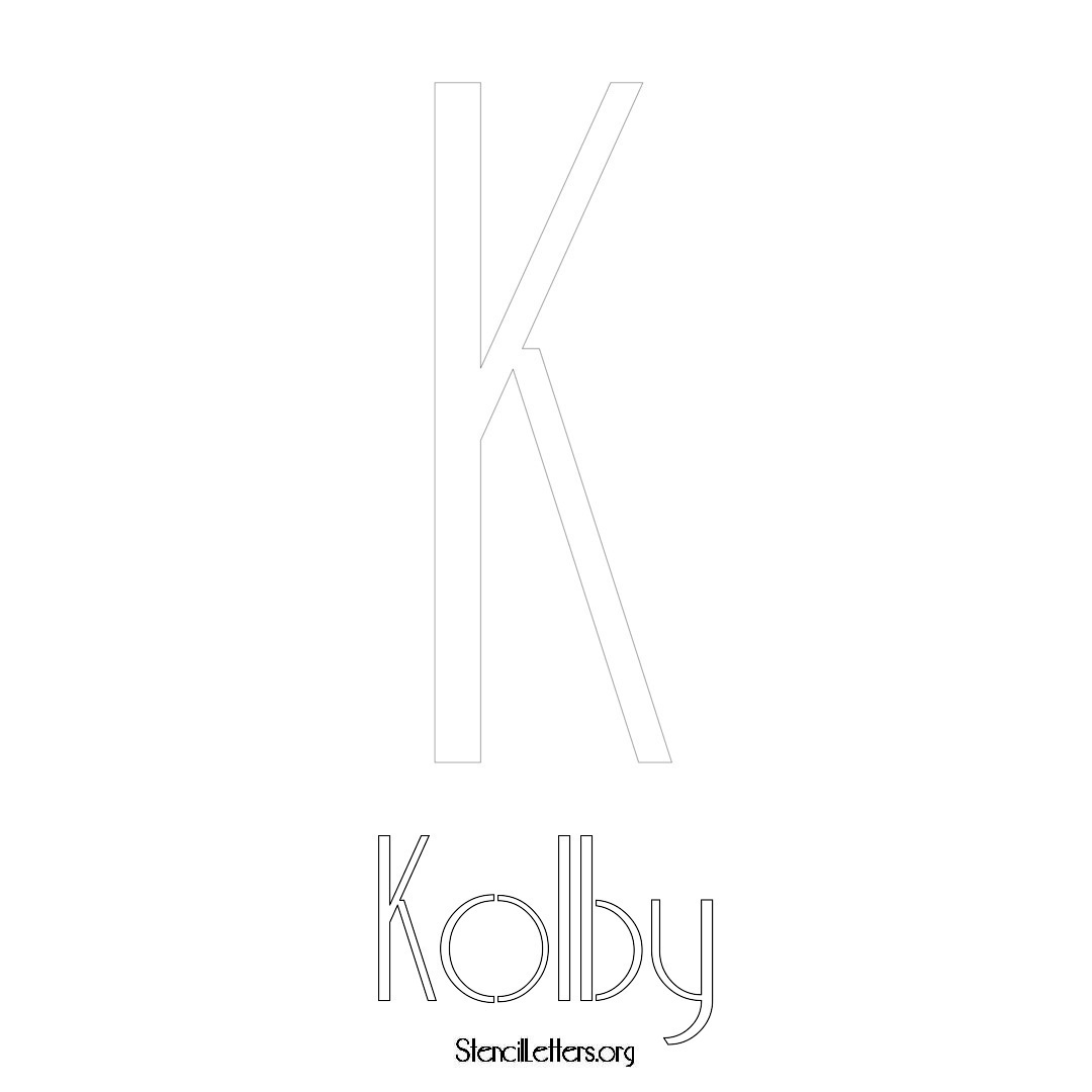 Kolby printable name initial stencil in Art Deco Lettering