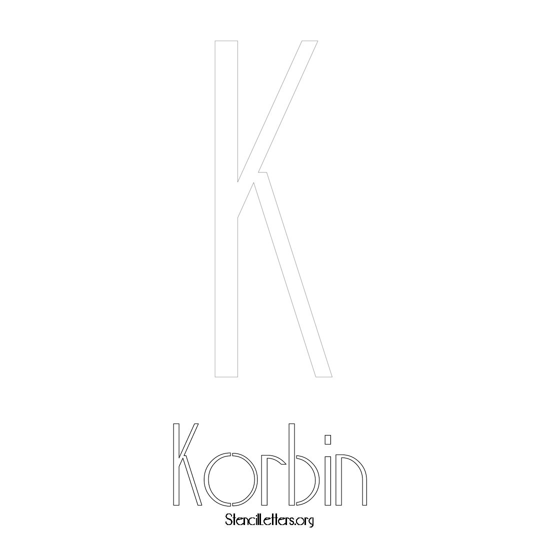 Korbin printable name initial stencil in Art Deco Lettering