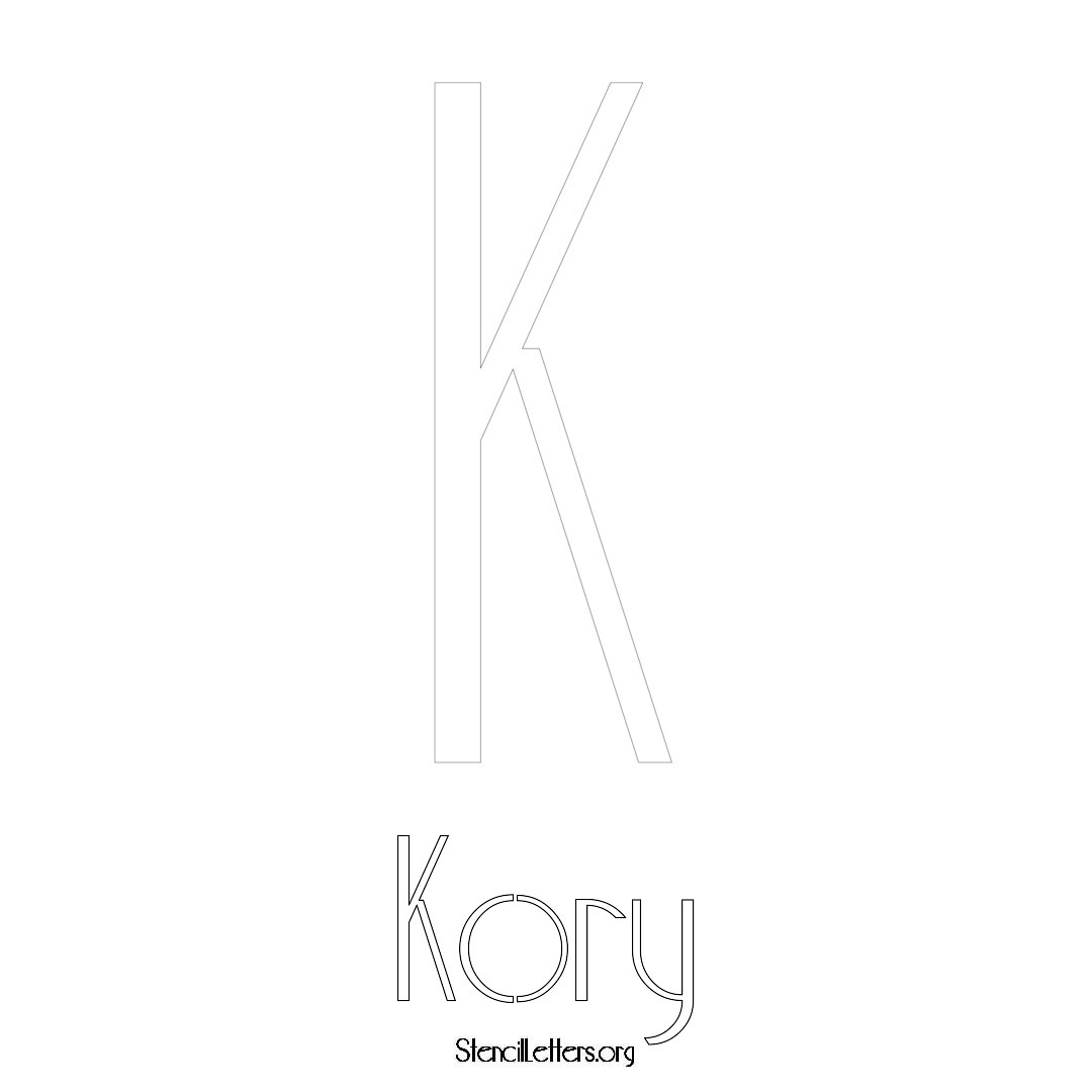 Kory printable name initial stencil in Art Deco Lettering