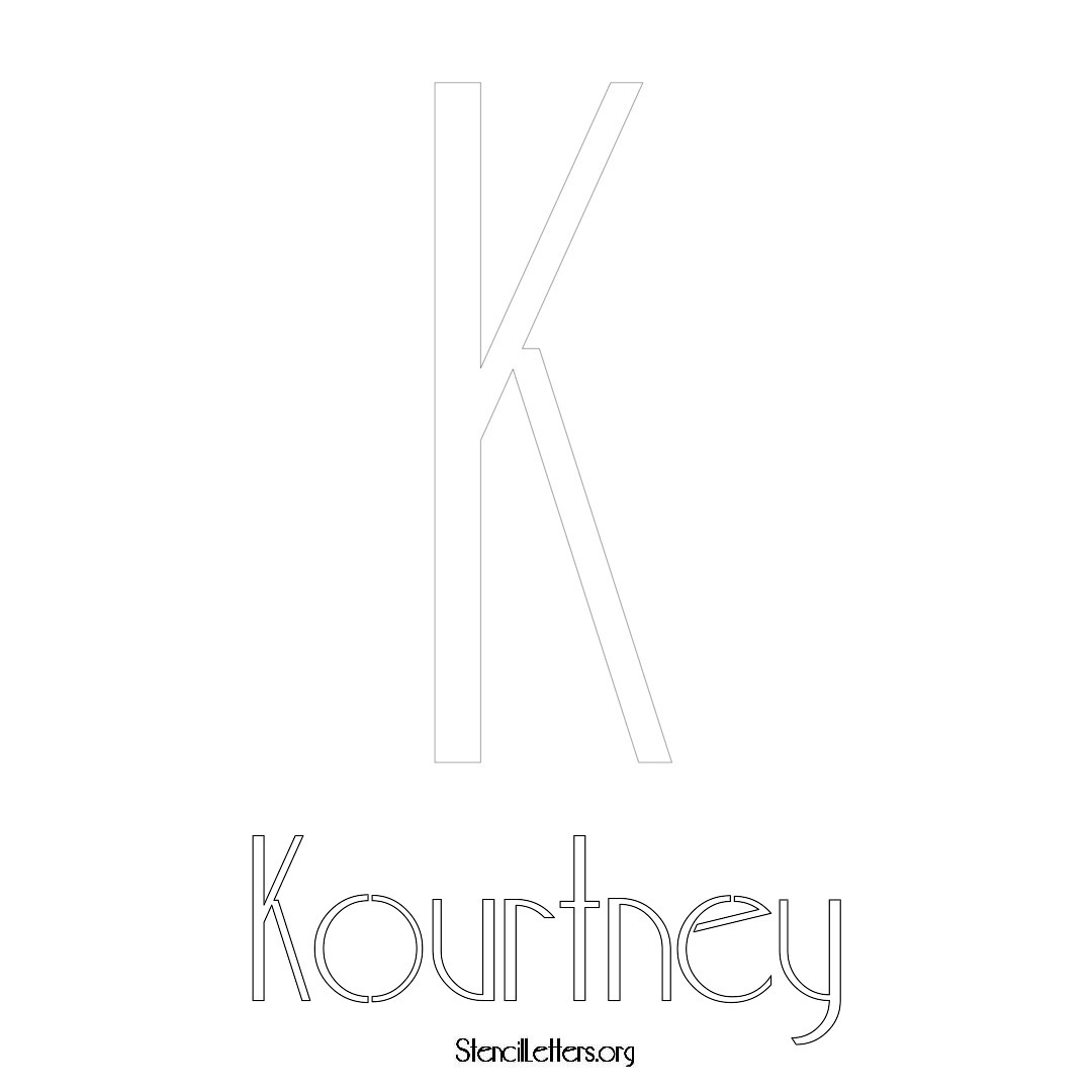 Kourtney printable name initial stencil in Art Deco Lettering