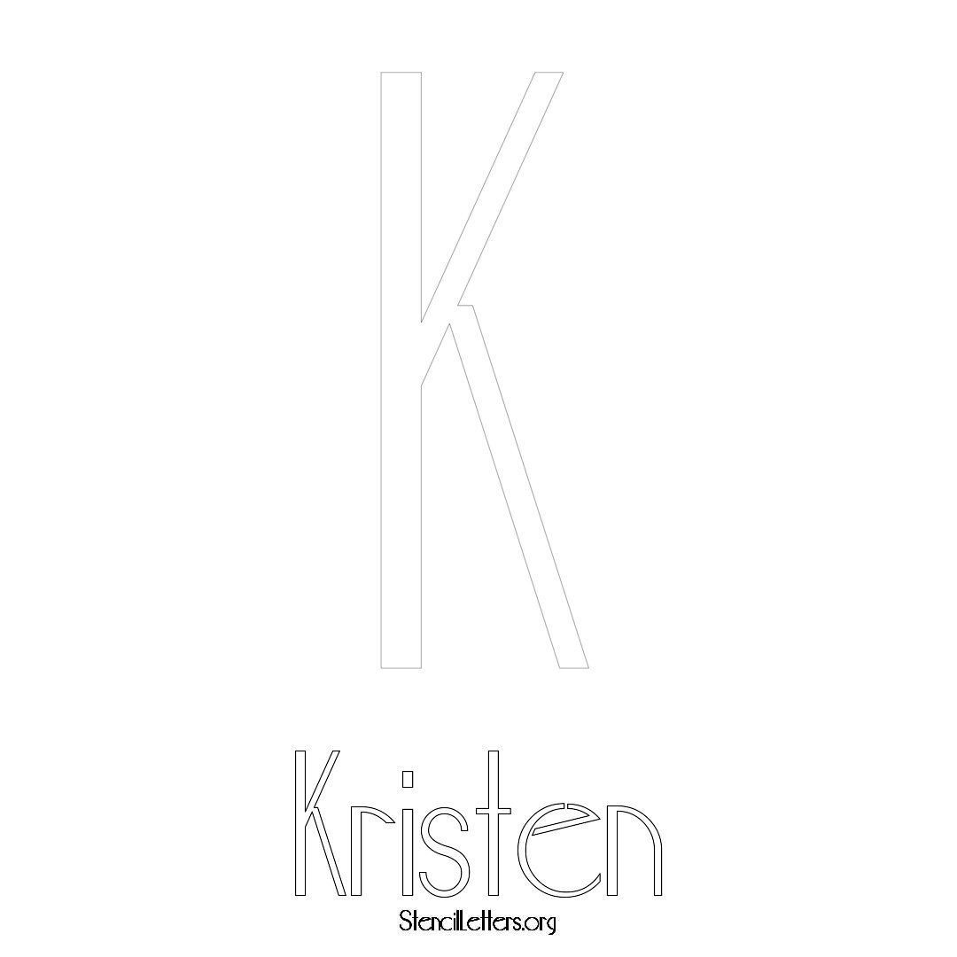 Kristen printable name initial stencil in Art Deco Lettering
