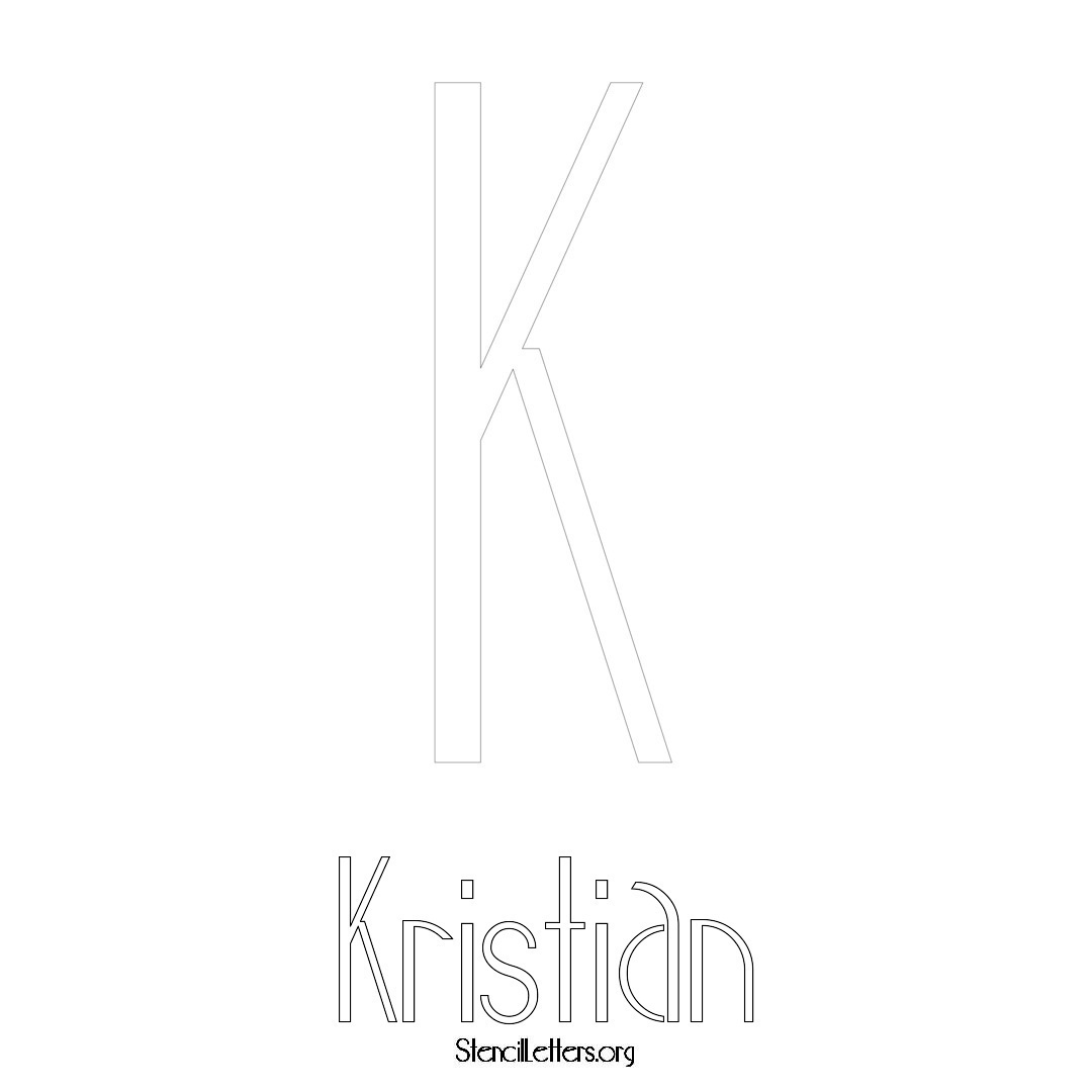 Kristian printable name initial stencil in Art Deco Lettering