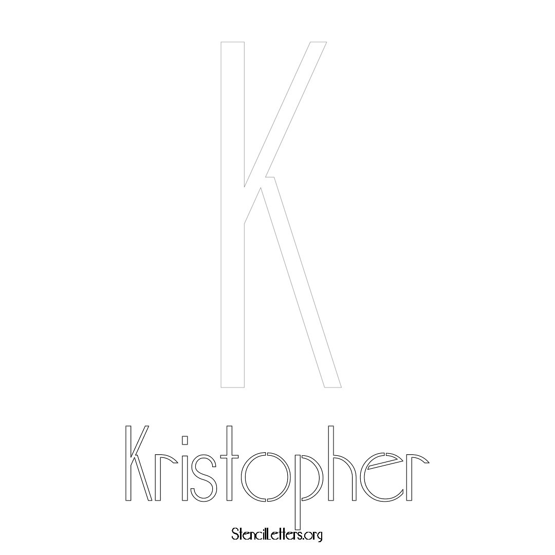 Kristopher printable name initial stencil in Art Deco Lettering