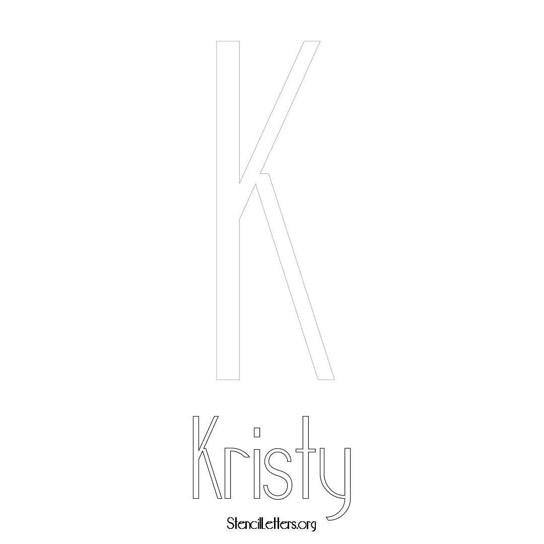Kristy printable name initial stencil in Art Deco Lettering